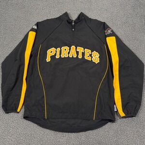 Majestic Pittsburgh Pirates MLB 1/4 Zip Windbreaker Pullover Black L Cool Base